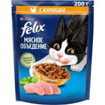 Корм Felix полнорац.для взрос.кошек.с курицей 200г /Россия/ Корм Felix полнорац.для взрос.кошек.с курицей 200г /Россия/