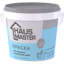 Краска Haus Master для наружных и внутренних работ белая матовая 1л /Беларусь/