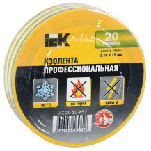 Изолента 0.18х19 мм желто-зеленая 20 метров ИЭК/Россия
